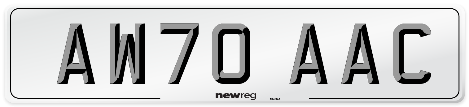 AW70 AAC Number Plate from New Reg